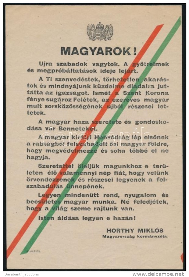 1938 Horthy Miklós Szavaival Ellátott A Felvidék Visszacsatolása... - Sin Clasificación