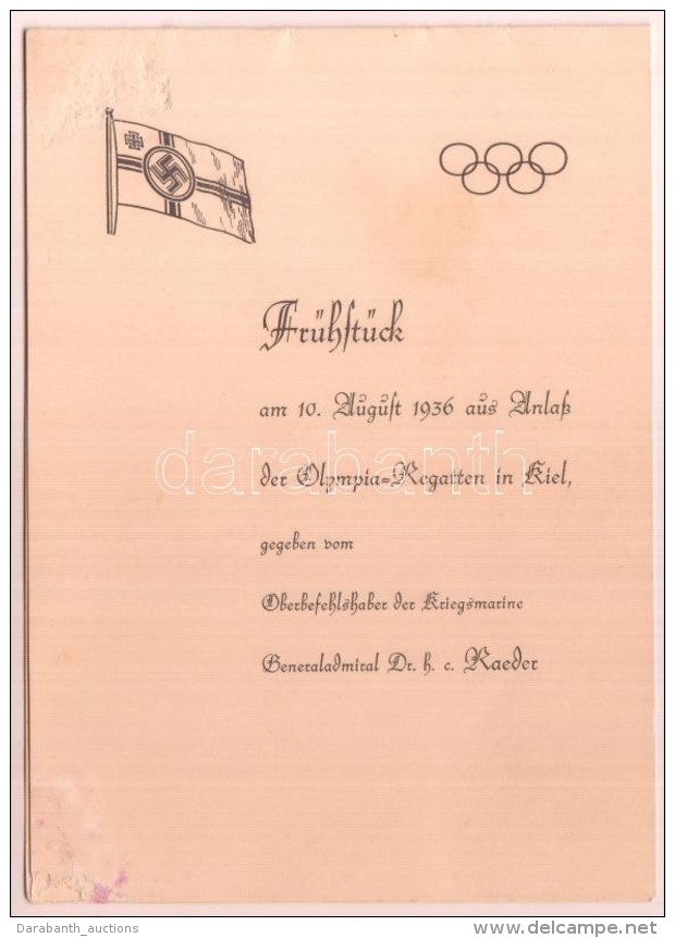 1936 A Berlini Olimpia EvezÅ‘sversenyeket Megnyitó  Díszvacsorája, Raeder Admirális... - Sin Clasificación