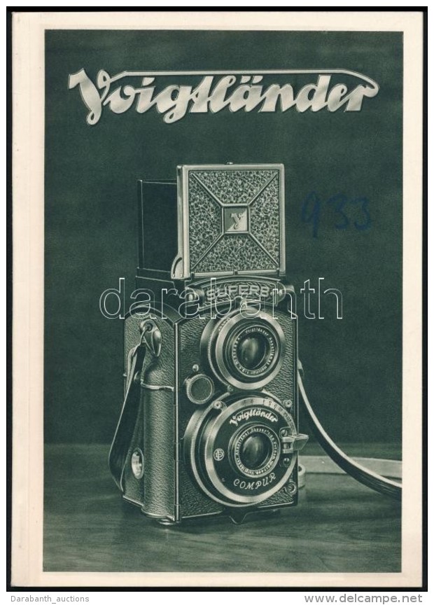 1933 Bp., A Voigtländer FényképezÅ‘gépek Katalógusa, Képekkel,... - Sin Clasificación
