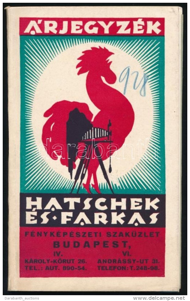 1928 Bp., Hatschek és Farkas Fényképészeti Szaküzletének ... - Sin Clasificación