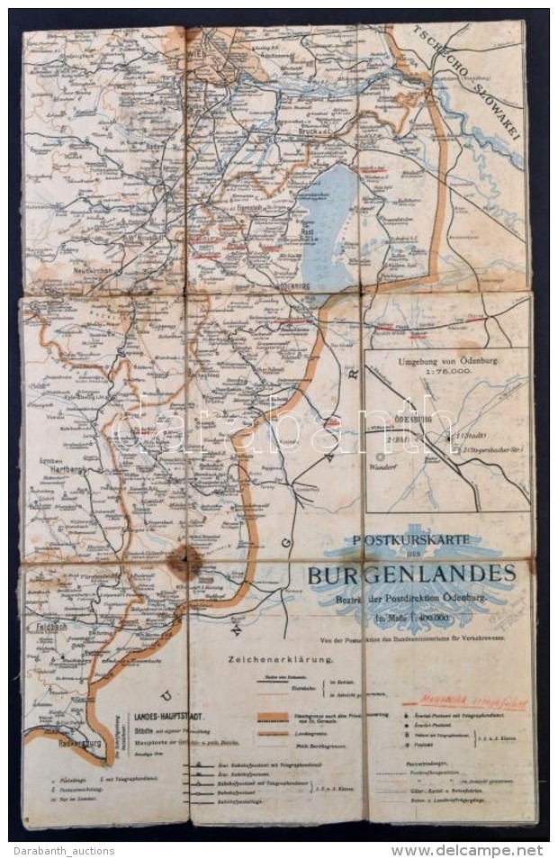 1921 Burgenland Postajárati Térképe, Rajta Sopron Is Ausztriához... - Otros & Sin Clasificación