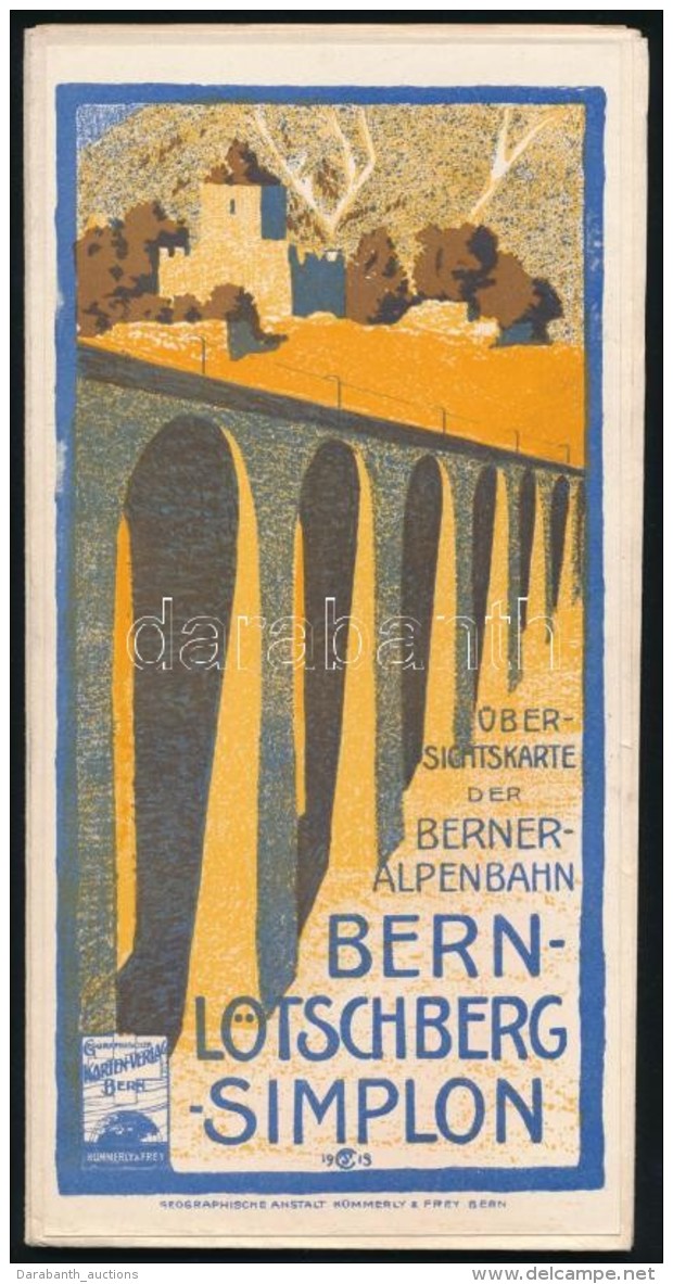 1919 Übersichtkarte Der Berner Alpenbahn, Bern-Lötschberg-Simplon Und Des Berner Oberlandes Von Der Gemmi... - Otros & Sin Clasificación