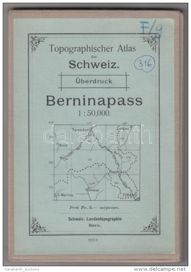 1909 Svájc A Berninapass NagyméretÅ±, Vászonra Kasírozott Térképe Nagyon... - Otros & Sin Clasificación