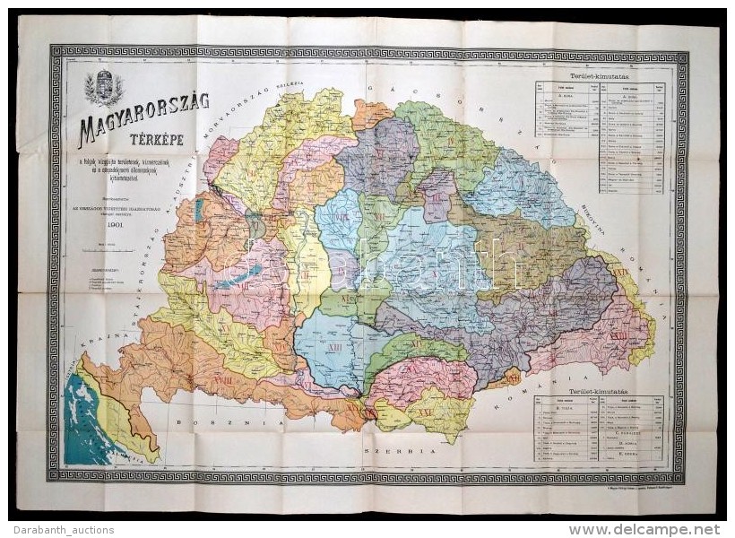 1901 Magyarország Térképe A Folyók VízgyÅ±jtÅ‘ Területének,... - Autres & Non Classés