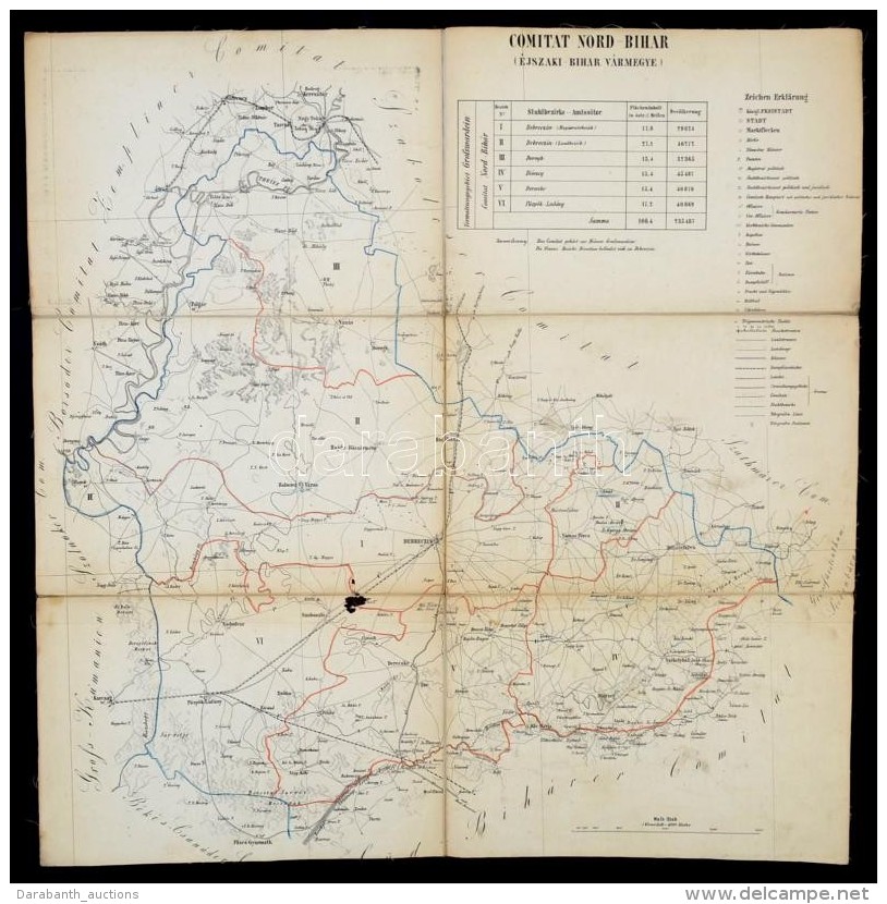 Cca 1900 Bihar Vármegye északi-, Déli Része, Vászonra Kasírozva,... - Otros & Sin Clasificación