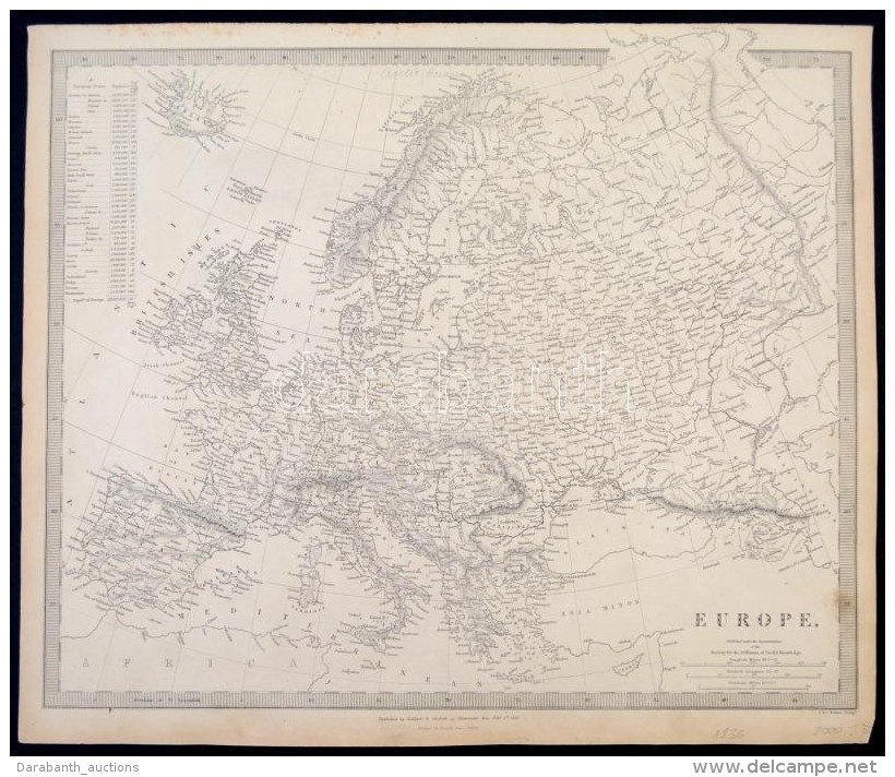 1836 Európa NagyméretÅ± RézmetszetÅ± Térképe. / 1836 Map Of Europe Society For... - Otros & Sin Clasificación