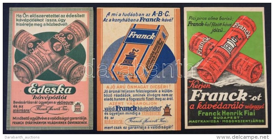 Cca 1910 3 Db Különféle Franck Kávé Reklámlap - Publicidad