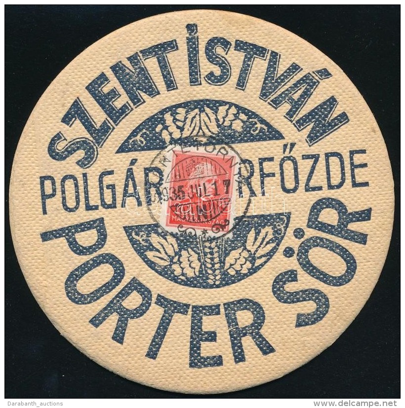 1935 Szent István Porter Sör, Söralátét, Polgár SörfÅ‘zde, 20 F.... - Publicidad