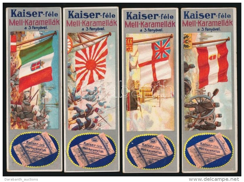 Cca 1915 4 Db Kaiser-féle Mellkaramella Reklám KönyvjelzÅ‘ Háborús... - Publicidad