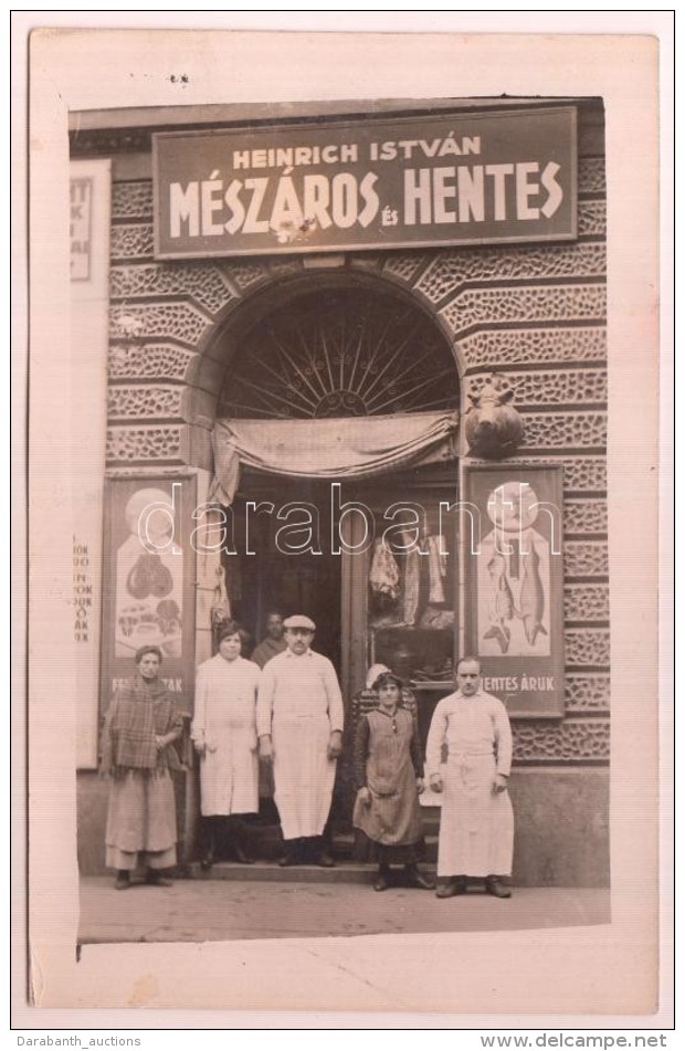 Cca 1930 Bp., Heinrich István Mészáros és Hentes üzletportálja (VII.... - Otros & Sin Clasificación