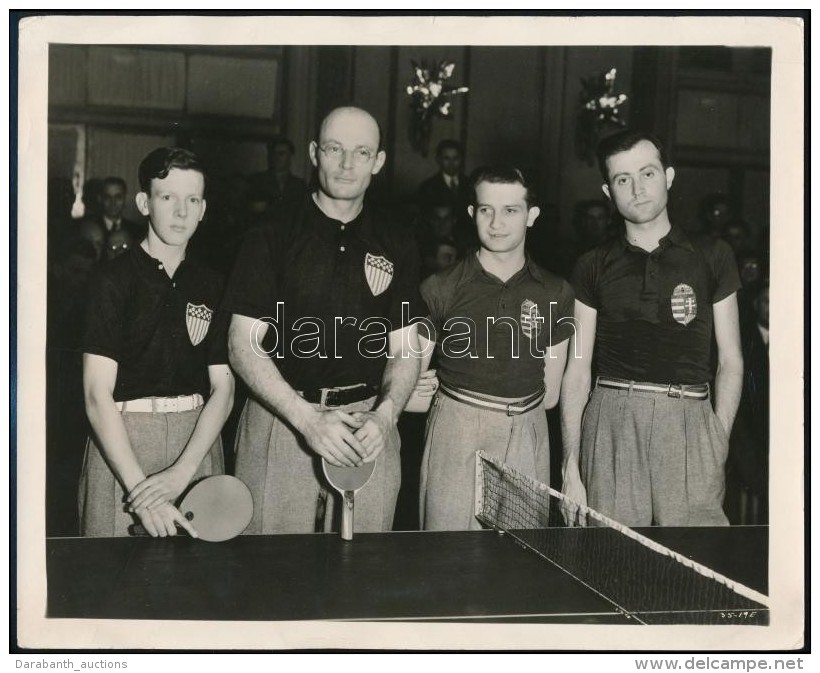 1935 Magyarország- Egyesült Államok Asztalitenisz MérkÅ‘zés A Sportolók... - Otros & Sin Clasificación