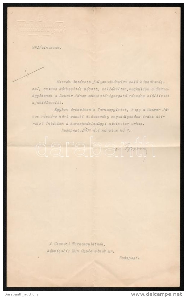 1901 Gróf Apponyi Albert (1846-1933) Politikus, Miniszter;aláírása Hivatalos... - Otros & Sin Clasificación