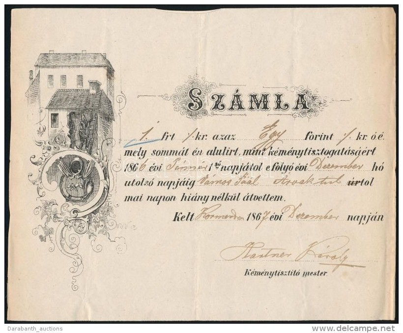 1867 Díszes KéményseprÅ‘ Számla / Chimneysweep Invoice - Sin Clasificación