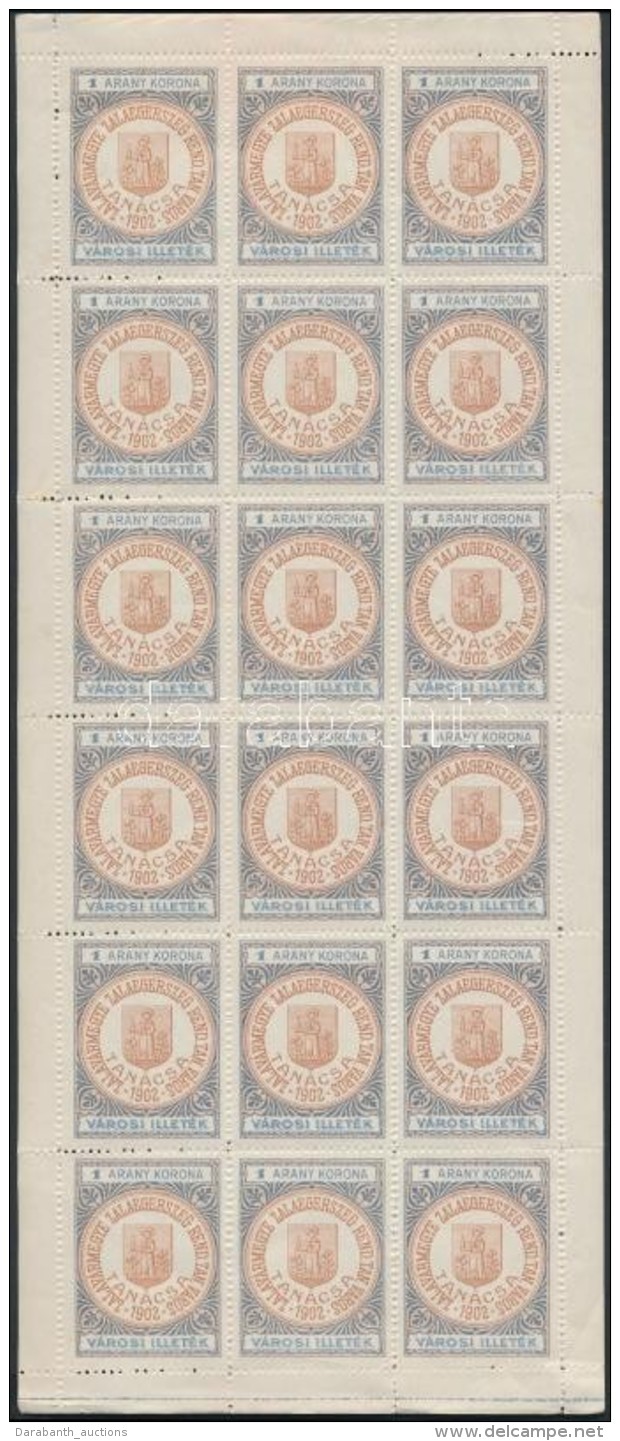 ** 1922 Zalaegerszeg 1 Aranykorona 18-as Teljes ív (72.000) / Complete Sheet Of 18 - Sin Clasificación