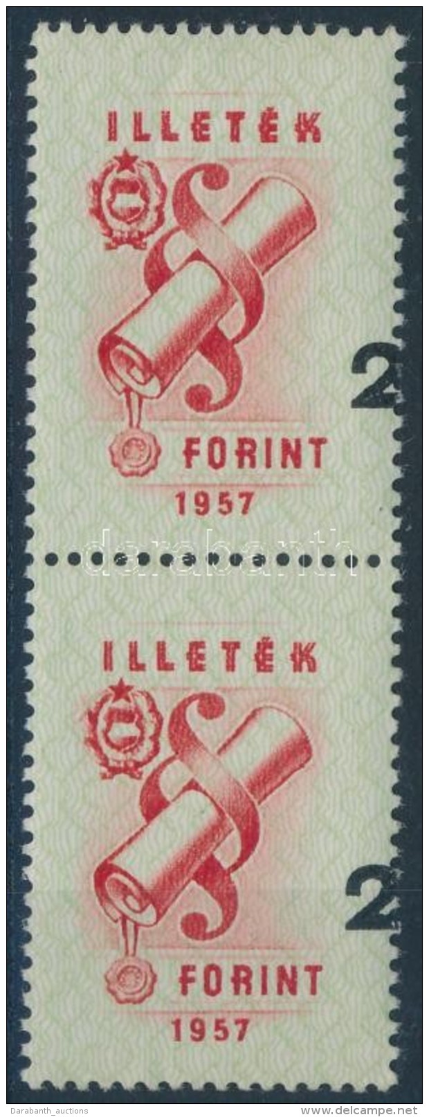 ** 1957 2Ft FüggÅ‘leges Pár ErÅ‘sen Eltolódott értékszámokkal / 2Ft Pair... - Sin Clasificación