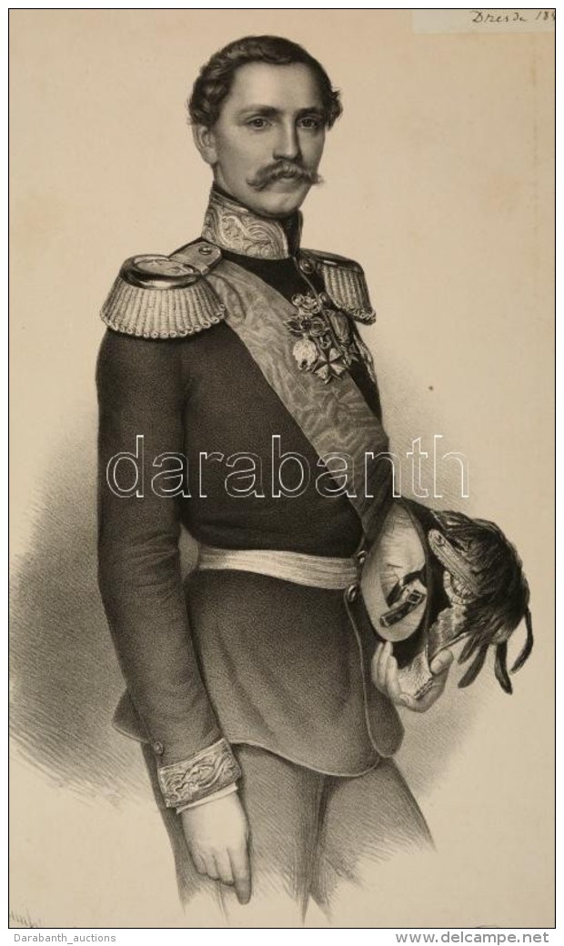 1854 Albert Szász-coburg-gothai Herceg (1819-1861) NagyméretÅ± KÅ‘nyomatos Portréja Ernestus... - Estampas & Grabados