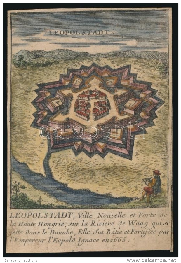 1717 Újvároska/Lipótvár Kézzel Színezett RézmetszetÅ± Képe... - Estampas & Grabados