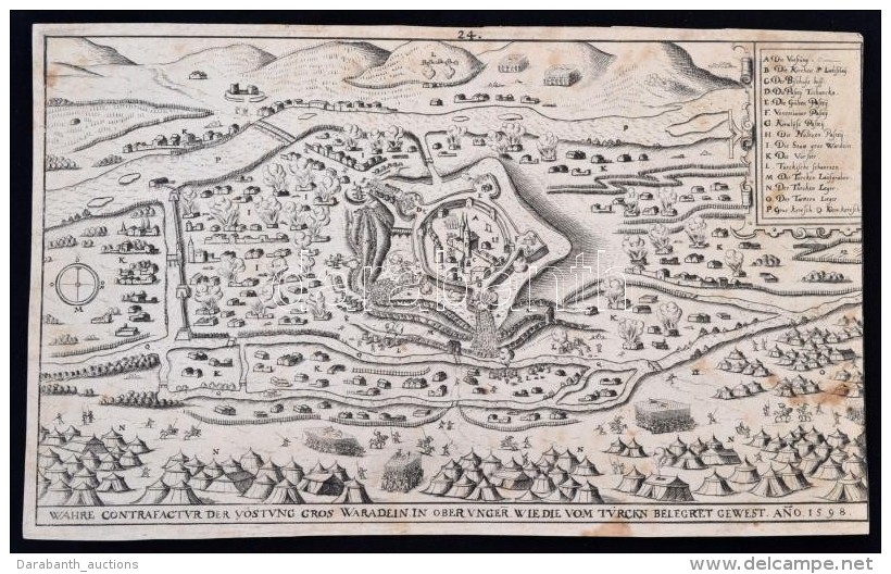 1598 Nagyvárad RézmetszetÅ± Látképe. Johann Sibmacher Munkája Az ,,Ortelius... - Prints & Engravings