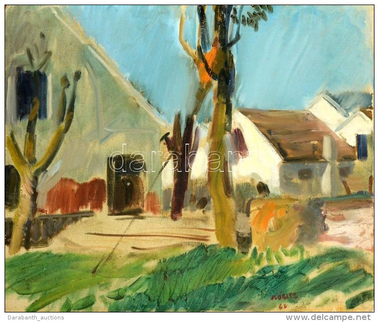 Móritz Sándor (1924-1966): Házudvar. Olaj, Vászon-farost, Jelzett, 58&times;69 Cm - Otros & Sin Clasificación