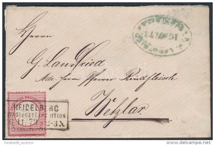 1873 Mi 25 II Lemezhibás Bélyeg Levélen / Plate Variety On Cover 'HEIDELBERG... - Otros & Sin Clasificación