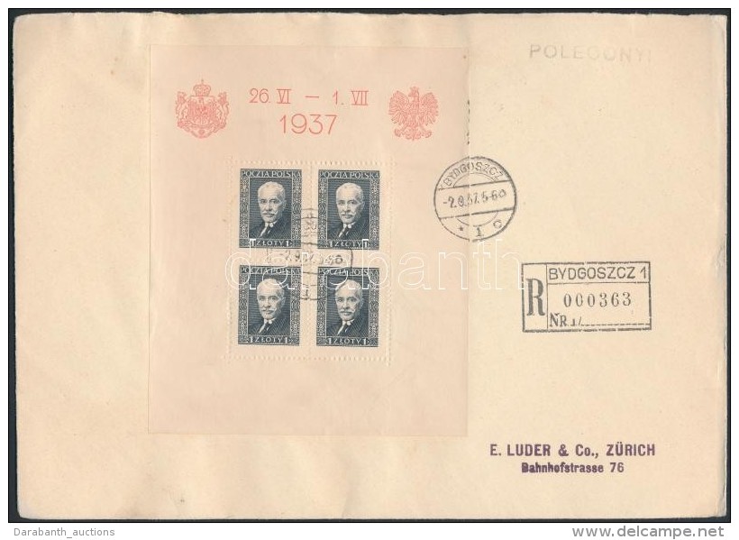 1937 Blokk Mi 4 A5-ös MéretÅ± Ajánlott Levélen / Mi Block 4 On Registered Cover... - Otros & Sin Clasificación