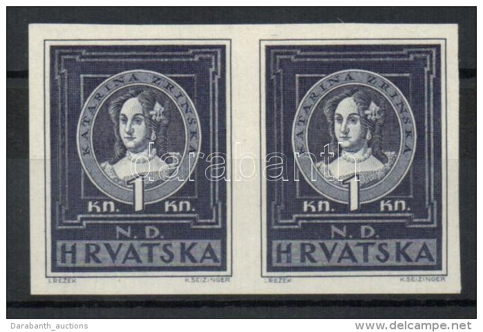 ** 1943 Frangepán Katalin Mi 103 Vágott Pár / Imperforated Pair - Otros & Sin Clasificación