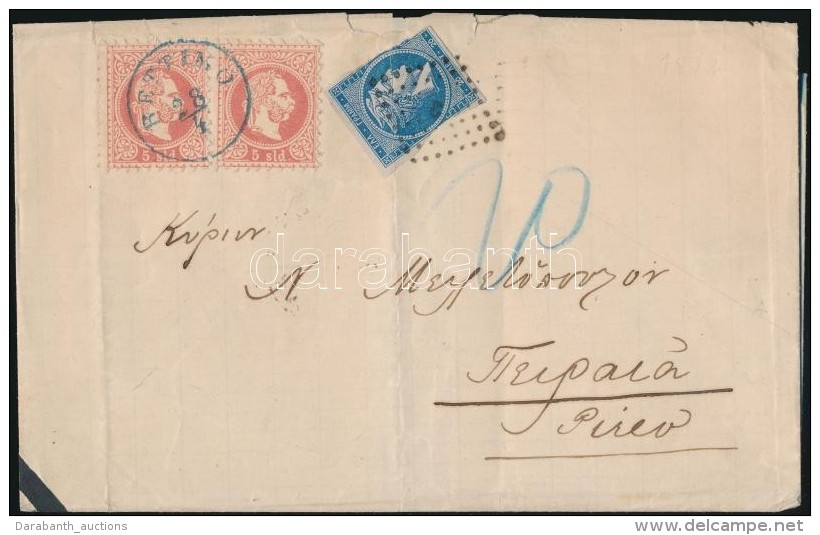 1873 2 X 5sld Levélen 20L Görög Portóval / 2 X 5sld On Cover With 20L Greek Postage Due,... - Otros & Sin Clasificación