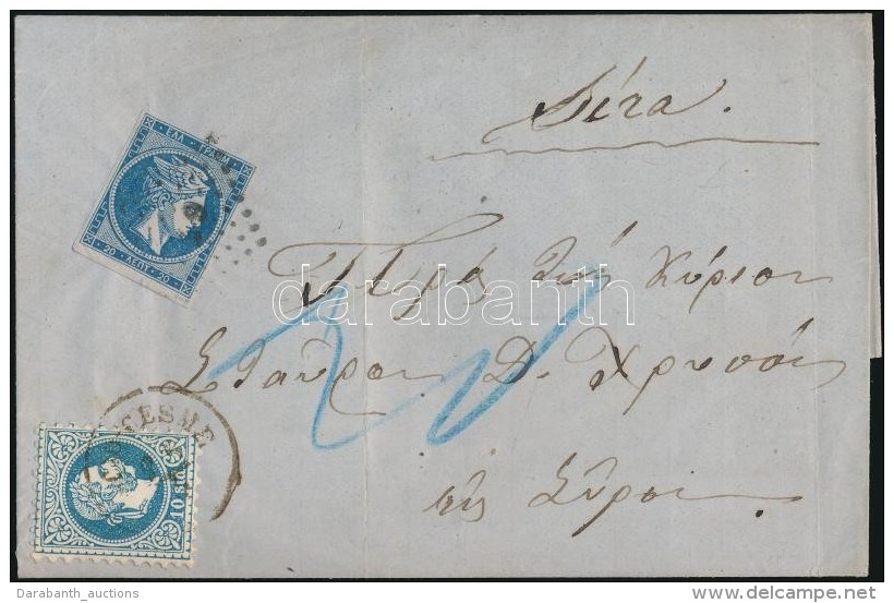 1871 10sld Levélen 20L Görög Portóval / 10sld On Cover With 20L Greek Postage Due... - Otros & Sin Clasificación