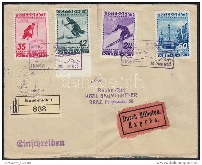 1936 Síverseny Sor Mi 623-626 FDC-n - Otros & Sin Clasificación