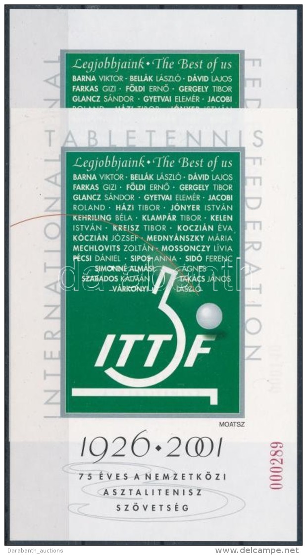 ** 2001 75 éves A Nemzetközi Asztalitenisz Szövetség Emlékív... - Otros & Sin Clasificación