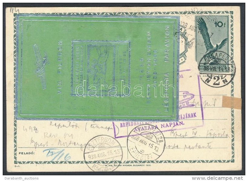 1938 Budapest-Esztergom Légi LevelezÅ‘lap 8. Filprok Propaganda Emlékívvel / Airmail Cover... - Otros & Sin Clasificación