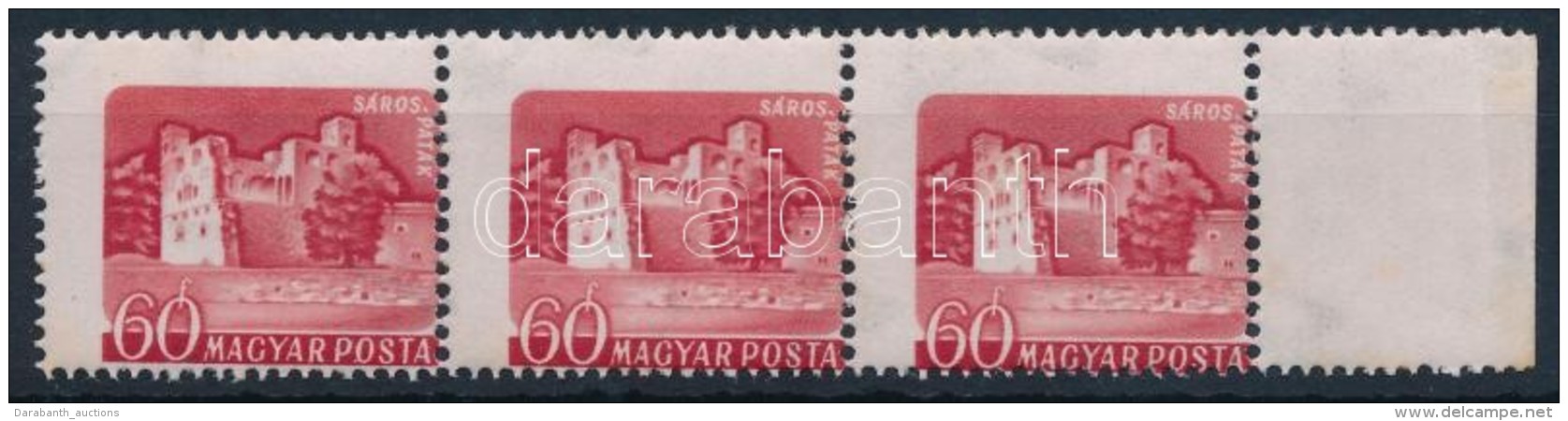 ** 1960 Várak 60f Elfogazott ívszéli Hármascsík / Mi 1653 Margin Stripe Of 3... - Otros & Sin Clasificación