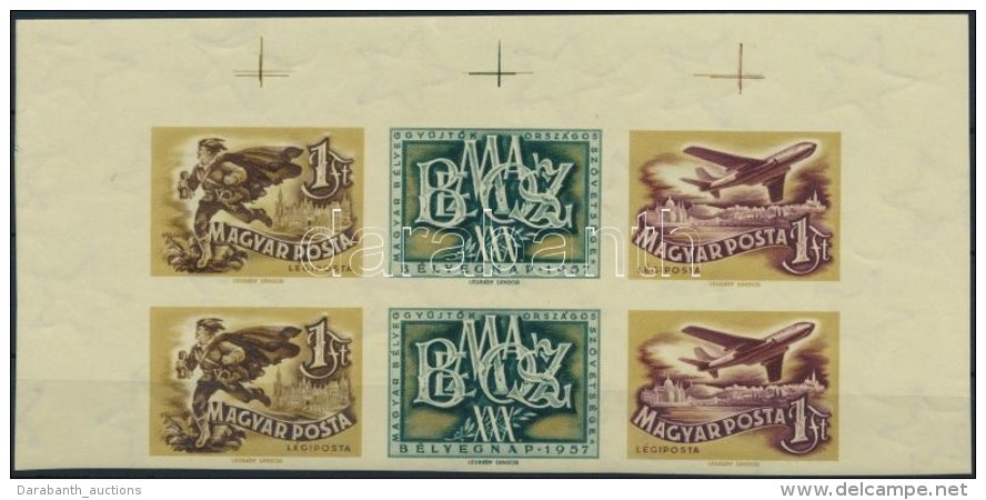 ** 1957 Bélyegnap (30.) Vágott ívdarab 2 Csíkkal (10.000) / Mi 1501-1502 Imperforate... - Otros & Sin Clasificación