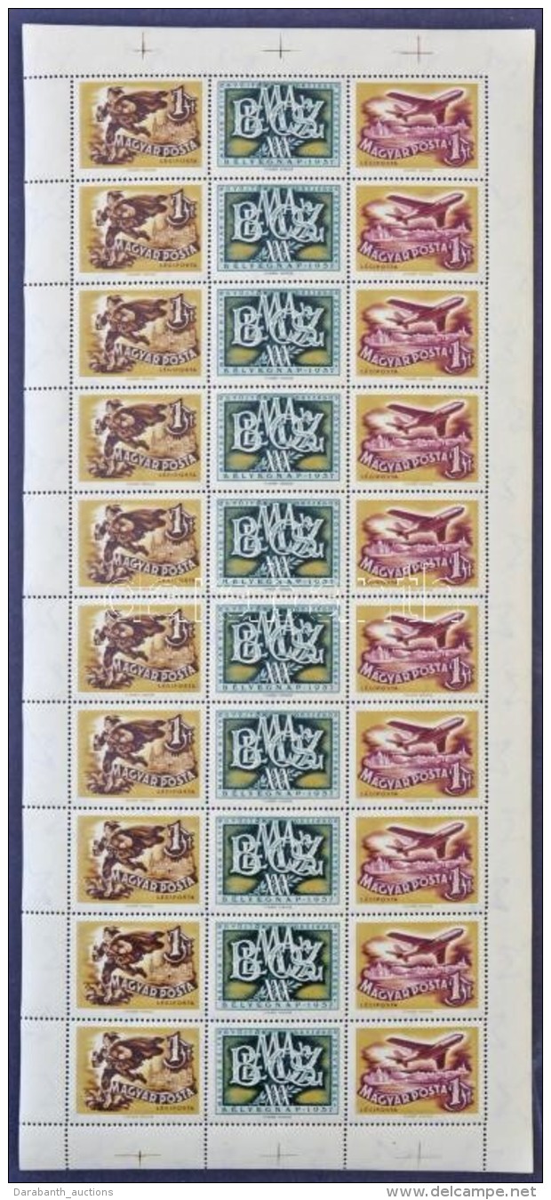 ** 1957 Bélyegnap (30.) Hajtatlan Teljes ív (10.000) / Mi 1501-1502 Unfolded Complete Sheet - Otros & Sin Clasificación