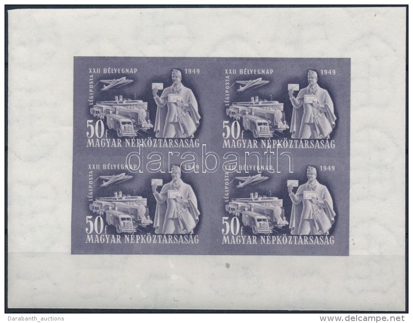 ** 1949 Bélyegnap 22. Vágott Kisív (100.000) / Mi 1065 Imperforate Mini Sheet - Otros & Sin Clasificación