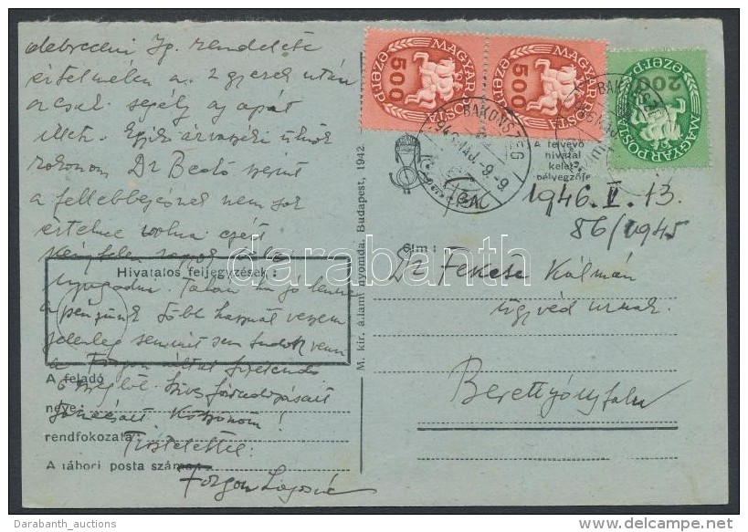 1946 (14. Díjszabás) Távolsági LevelezÅ‘lap / Domestic Postcard - Otros & Sin Clasificación