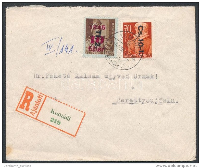 1946 (7. Díjszabás) Ajánlott Távolsági Levél  / Registered Domestic Cover - Otros & Sin Clasificación