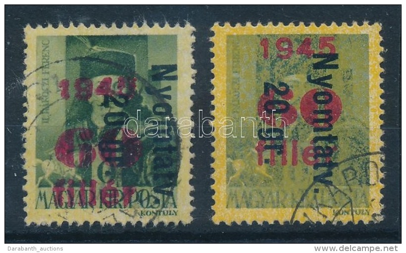 O 1946 BetÅ±s 20g/60f/8f A Sárga Alapnyomat KettÅ‘s + Támpéldány / Mi 870 With Double... - Otros & Sin Clasificación