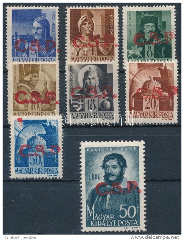 ** * Rimaszombat I. 1945 8 Klf érték / Mi 3, 4, 7, 8, 10, 11, 14, 27 Signed: Bodor (8f Falcos /... - Otros & Sin Clasificación