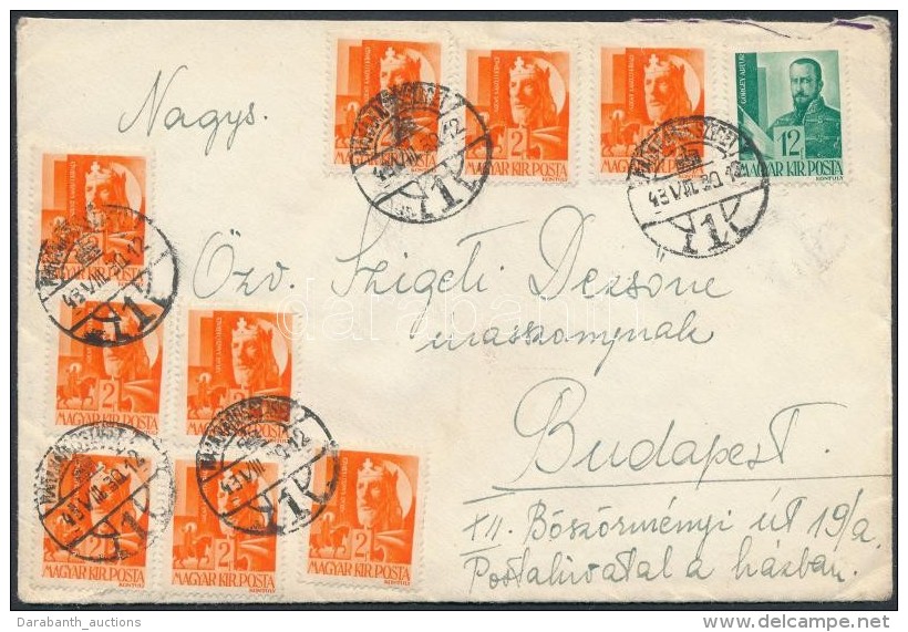 1943 Levél 10 Bélyeggel Bérmentesítve / Cover With 10 Stamps Franking... - Otros & Sin Clasificación