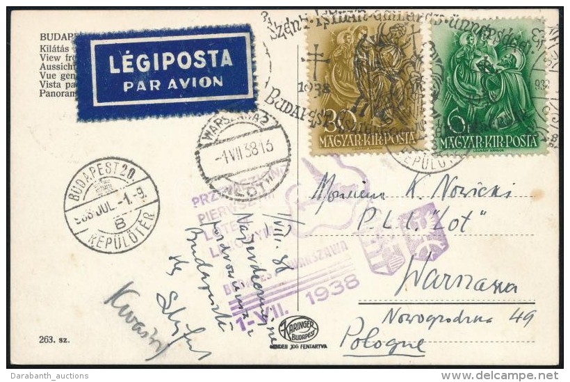 1938 ElsÅ‘ Repülés Képeslap Varsóba /  LOT First Flight Postcard Budapest-Warszawa - Otros & Sin Clasificación