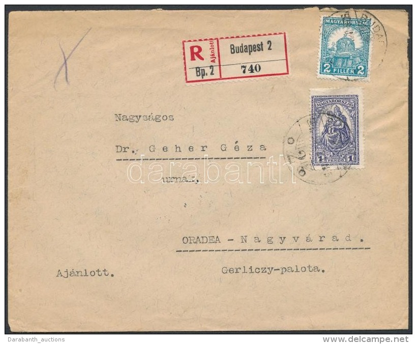 1928 Ajánlott Levél Romániába 1,02P Bérmentesítéssel / Registered... - Otros & Sin Clasificación