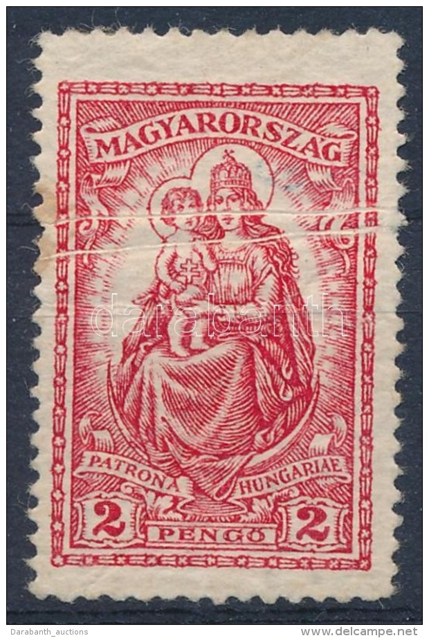 * 1926 Keskeny Madonna 2P KettÅ‘s Papírránccal / Mi 428 With Double Paper Crease - Otros & Sin Clasificación