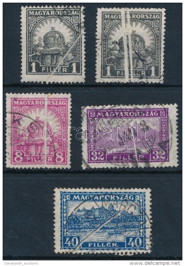 O 1926-1928 5 Db (4 Klf) PengÅ‘-fillér Bélyeg Papírránccal / 5 Stamps (4 Different)... - Otros & Sin Clasificación