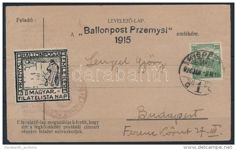 1926 Przemysli Ballonposta Emlékrepülés LevelezÅ‘lap / Przemysl Memorial Balloon Flight Postcard - Otros & Sin Clasificación