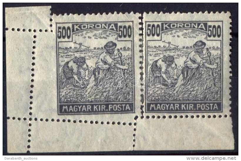 * 1924 Arató 500K Bélyegragasztóval MegerÅ‘sített ívsarki Pár... - Otros & Sin Clasificación