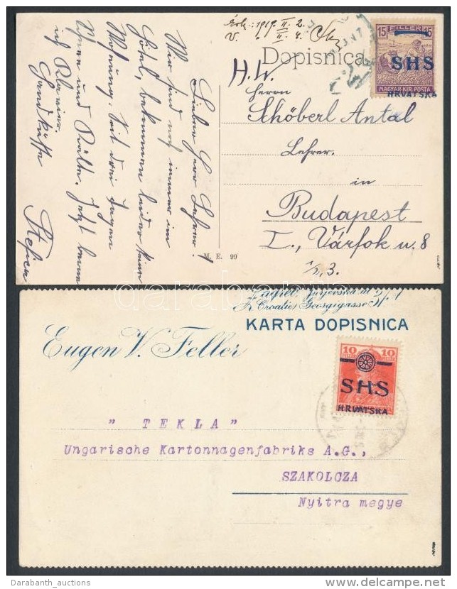 1919 2 Db SHS Bélyeggel Bérmentesített Küldemény / 2 Postcards With SHS Stamps.... - Otros & Sin Clasificación