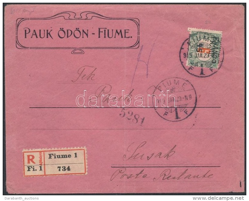 1919 Helyi Ajánlott Levél / Registered Local Cover 'FIUME' Signed: Bodor - Autres & Non Classés