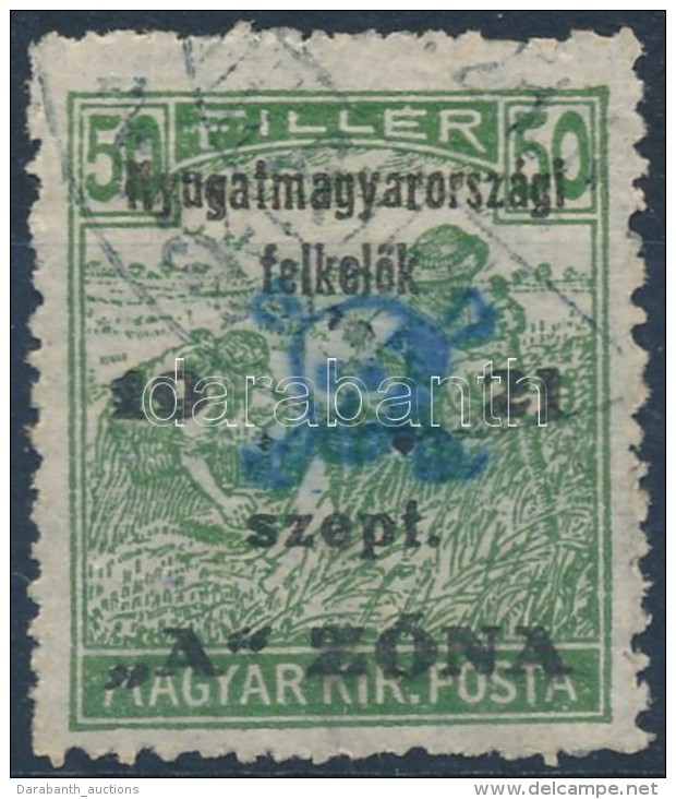O Nyugat-Magyarország II. 1921 Arató 50f Hármaslyukasztással (25.000) / Mi 16 With 3... - Otros & Sin Clasificación