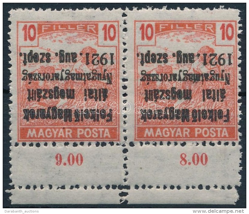 ** Nyugat-Magyarország I. 1921 Magyar Posta 10f Pár Fordított Felülnyomással, A... - Otros & Sin Clasificación